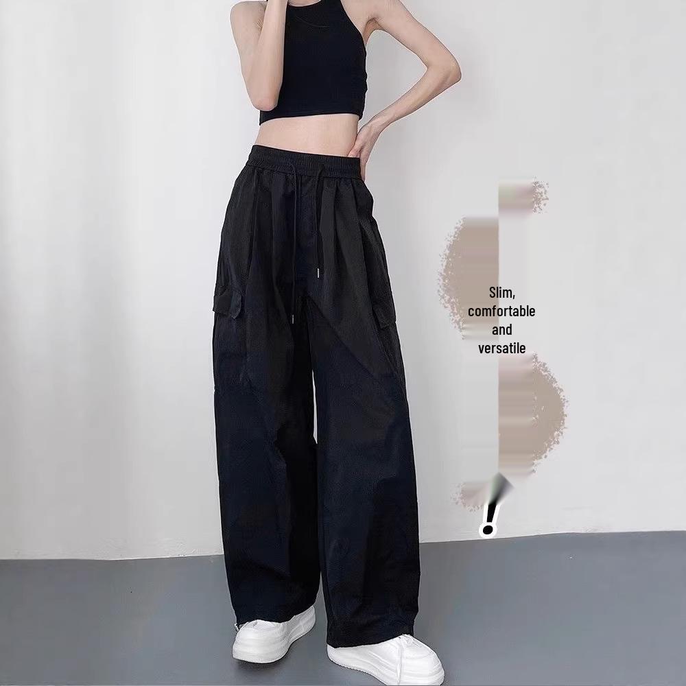 Women's Summer High-Waist Retro Joggers: Casual Wide-Leg Straight Pants