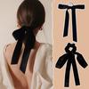 Mode Vintage Schwarze Samt Schleife Haarband Scrunchie für Damen Mädchen Langes Elastisches Haargummi Kopfschmuck Weibliches Haarzubehör