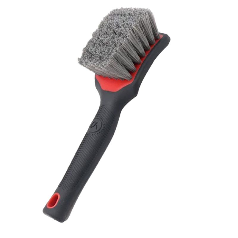 SEAMETAL Car Tire Wheel Cleaning Brush Car Wash Brush Medium Soft Nylon Short Handle Steel Ring Floor Mat Fabric Decontamination Brush