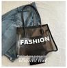 Women's Transparent Jelly Tote Bag - 2024 Summer Edition, Large Capacity, Mother-Child, Letter Print, Fashionable Beach Accessory