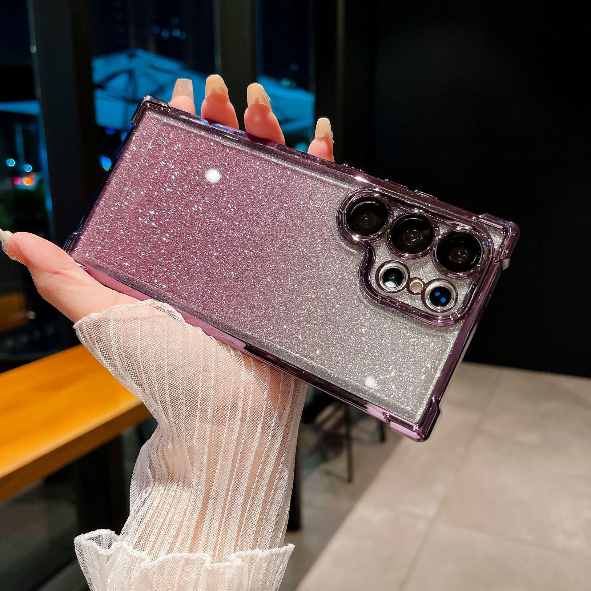 

Подходит для чехлов для телефонов Samsung S25 S24fe Градиентный блеск S23ultra Гальванизированный чехол с воздушной подушкой на четырех углах для защиты от падений Galaxy Note20Ultra