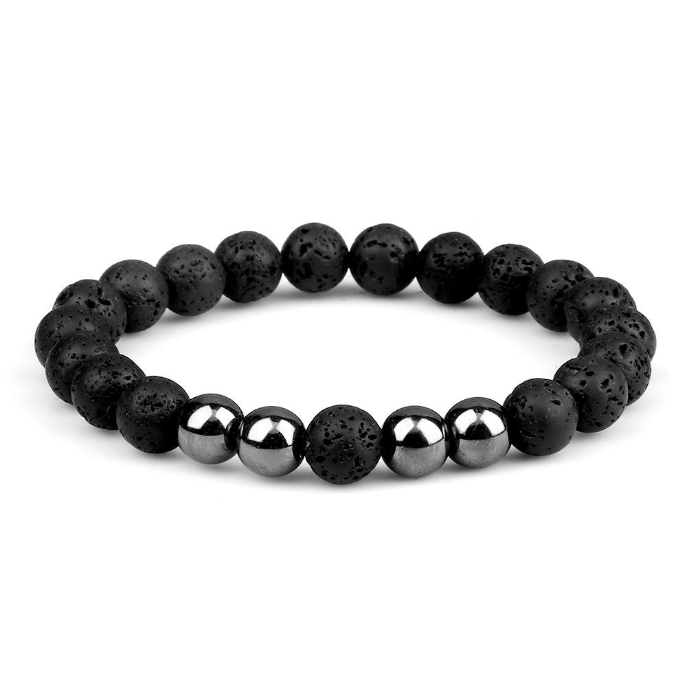 Distance Bracelet For Women Couples 8mm Natural Volcanic Rock Black Matte Blue Turquoises Beaded Stone Bracelets Men Jewelry