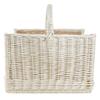 Panier à bûches - CREATIVE HOME - Cheminée - Osier 100% naturel - Poignée - Blanc 50x34x50 cm