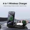 Wireless 4-in-1 Fast Charging Station: Auto Lifting, Folding Design for Phones, Watches, Earbuds, Desk Clock, and Lamp
