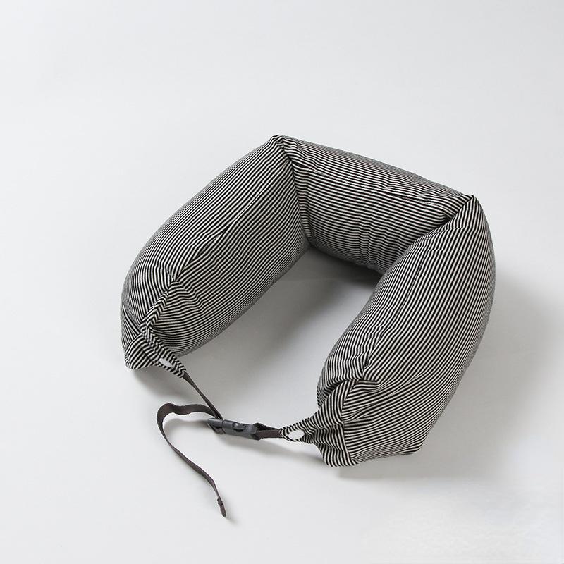 Liangpin Neck Pillow Striped Particle Pillow Car Neck Pillow Japanese Style Cylindrical Pillow Travel Pillow
