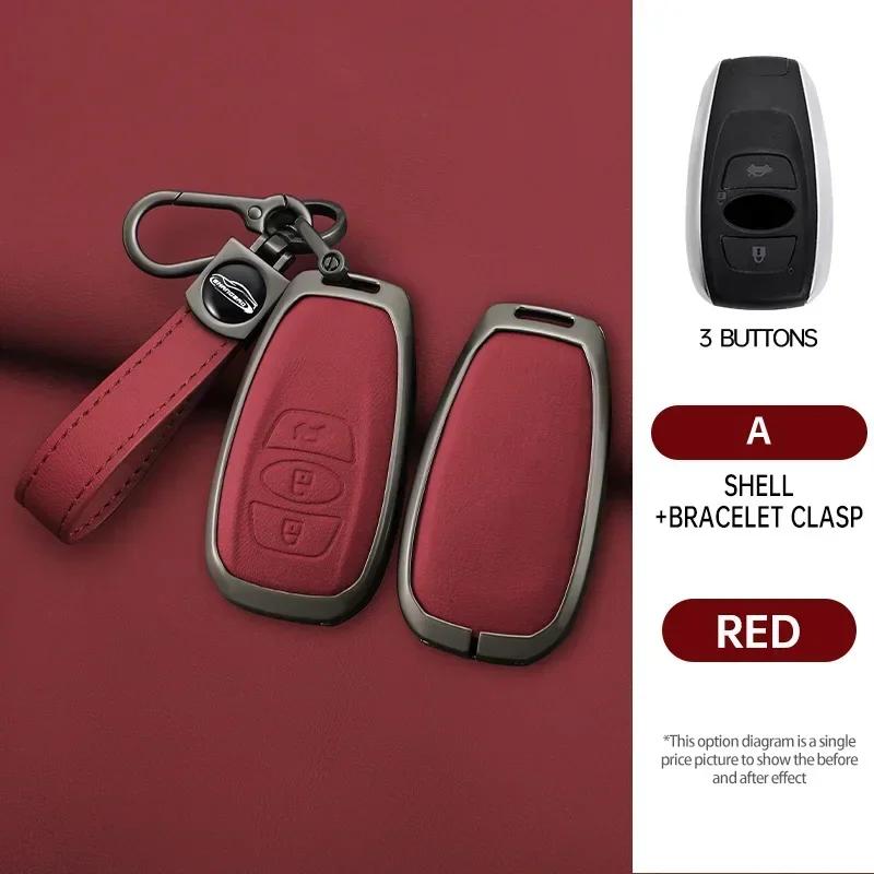 Interior Mouldings Zinc Alloy Leather Car Key Case Cover For Subaru BRZ STI XV SV Forester Legacy Outback Crosstrek Impreza WRX