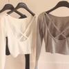 Korean Spicy Backless Long Sleeve Crop Top for Women - Trendy and Sexy