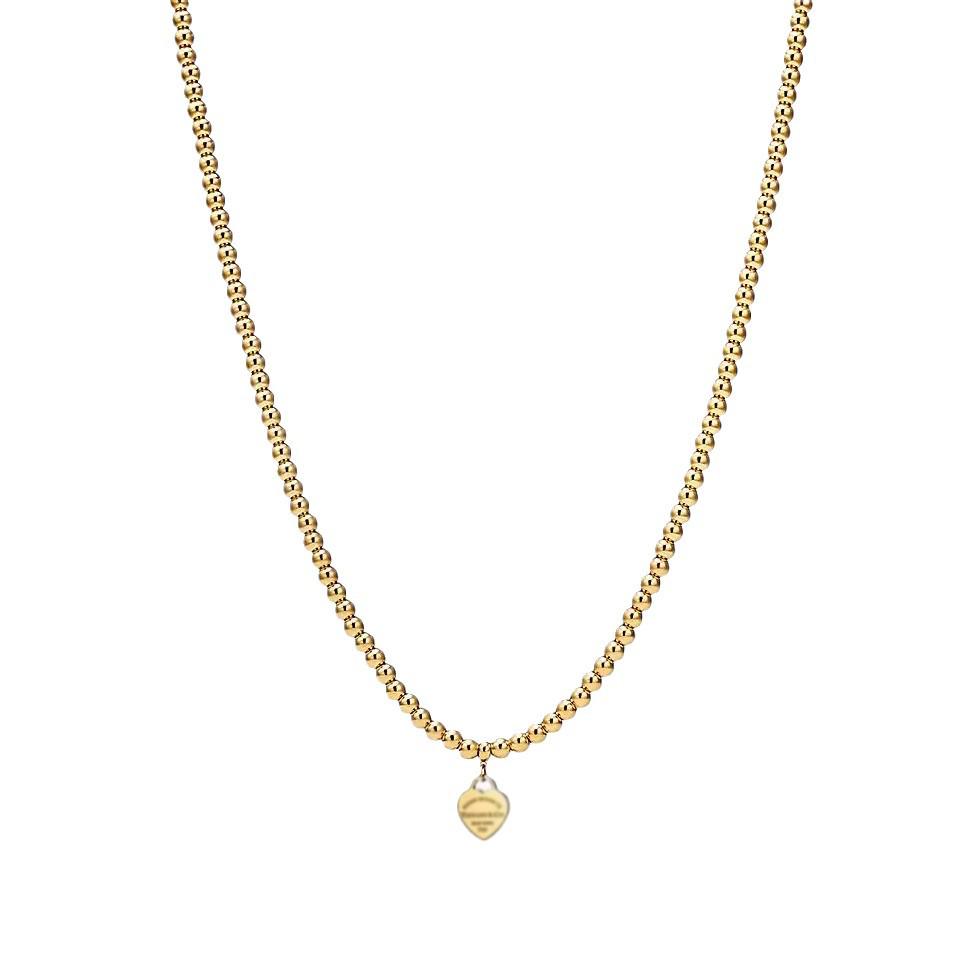 Heart-Shaped Enamel Cross Chain Necklace with Peach Heart Beads for Women - Fashionable Classic Style