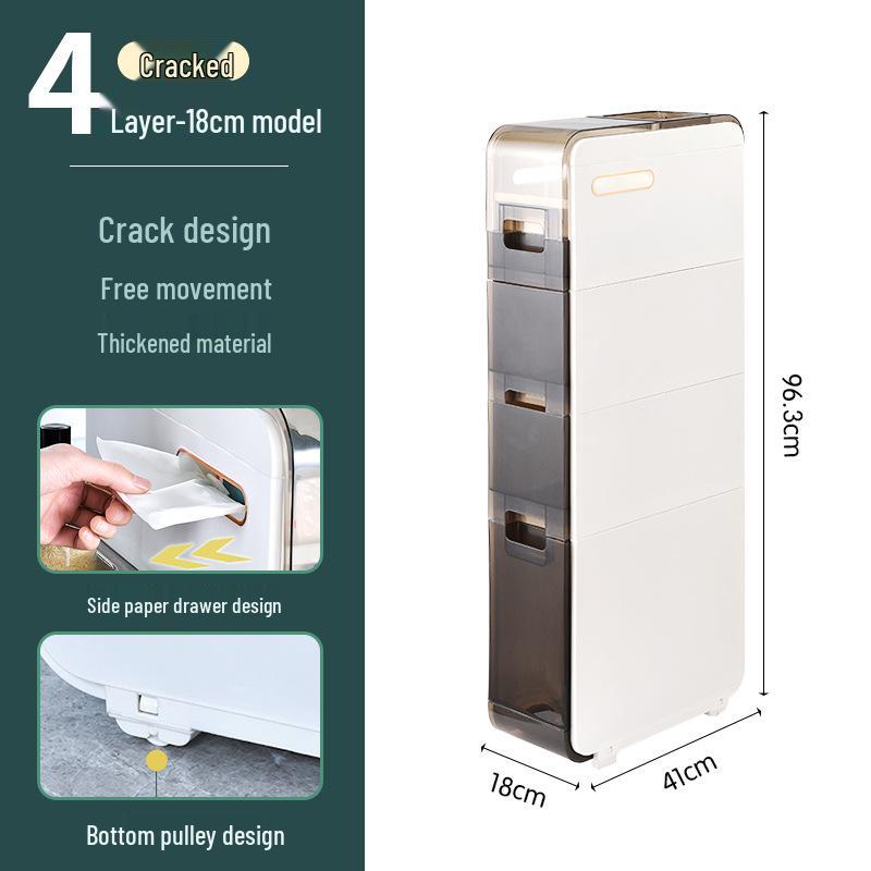 Elegant Bathroom Crevice Storage Rack: Compact Floor-Standing Cabinet