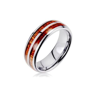 Silver Ring Wooden Core Size 14