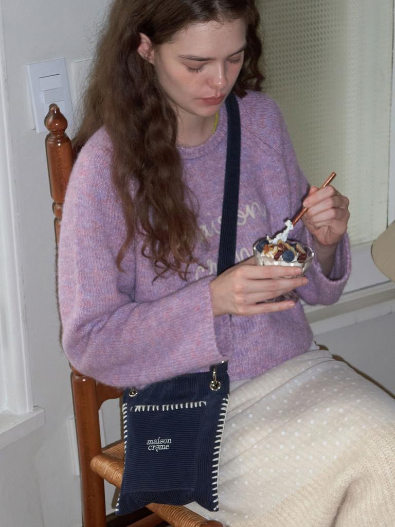 Maison Creme Petit Collage Bag_Corduroy Navy