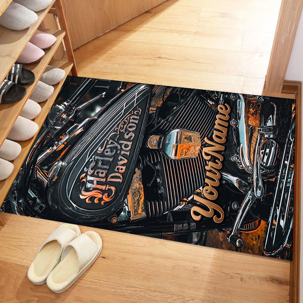 Harley-davidson Motorcycles Customize Your Name Floor Rug Office Rug Design for Outdoor Dormitory Balcony Playrooms Anti-slip Rug Office home decor