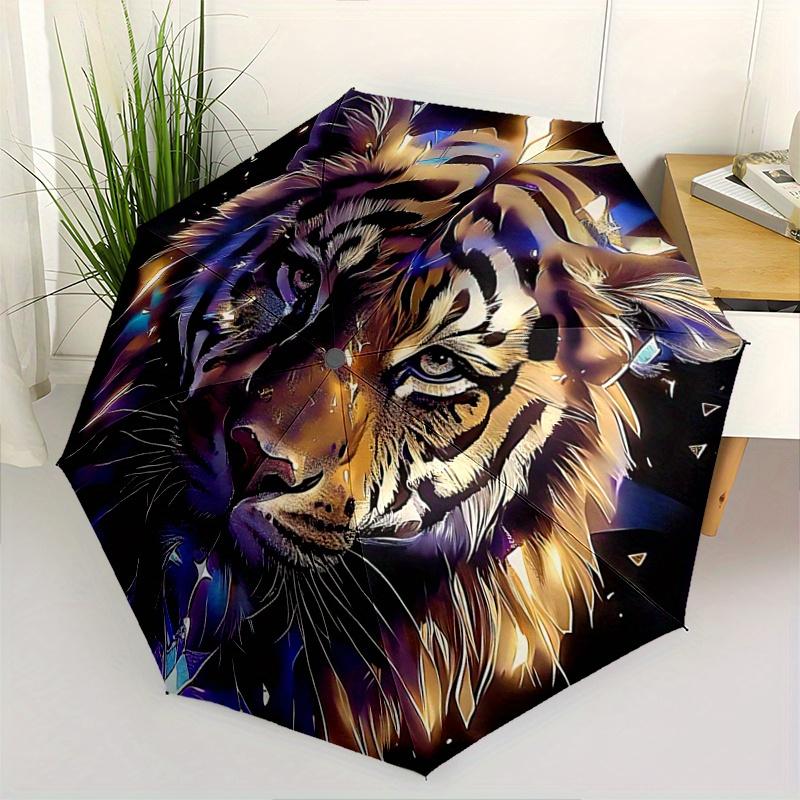 1pc Enchanted Tiger Automatic Opening and Closing Folding - A Good Choice for Gifts, Fashionable and Convenient Umbrella With Cute Cartoon Charac