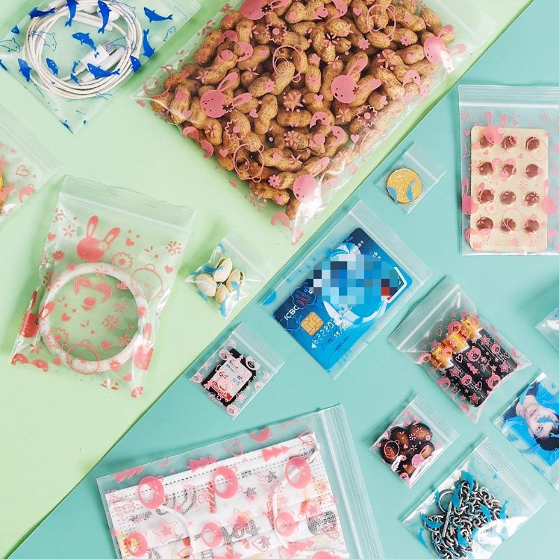 Thickened Self Sealing Tote Cartoon Photo Jewelry Packaging Sack Cute Colored Plastic Packaging Handheld Account Decoration and Sorting Bag