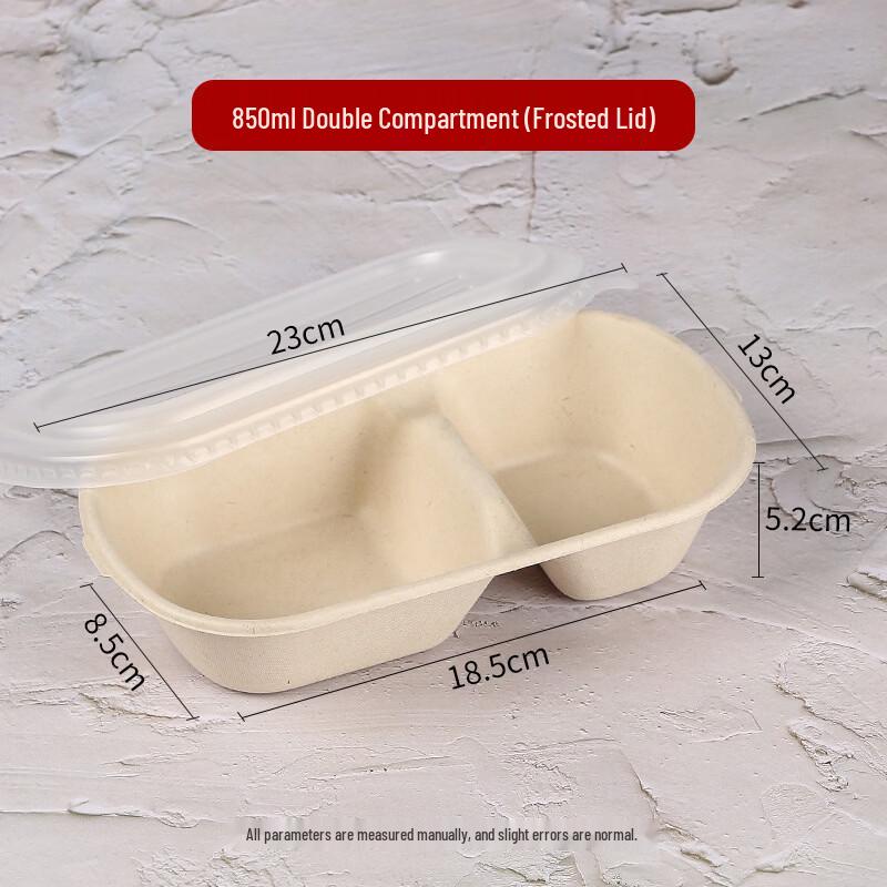 Hanyou Degradable Disposable Lunch Boxes with Lids, 850ml, 50-Pack