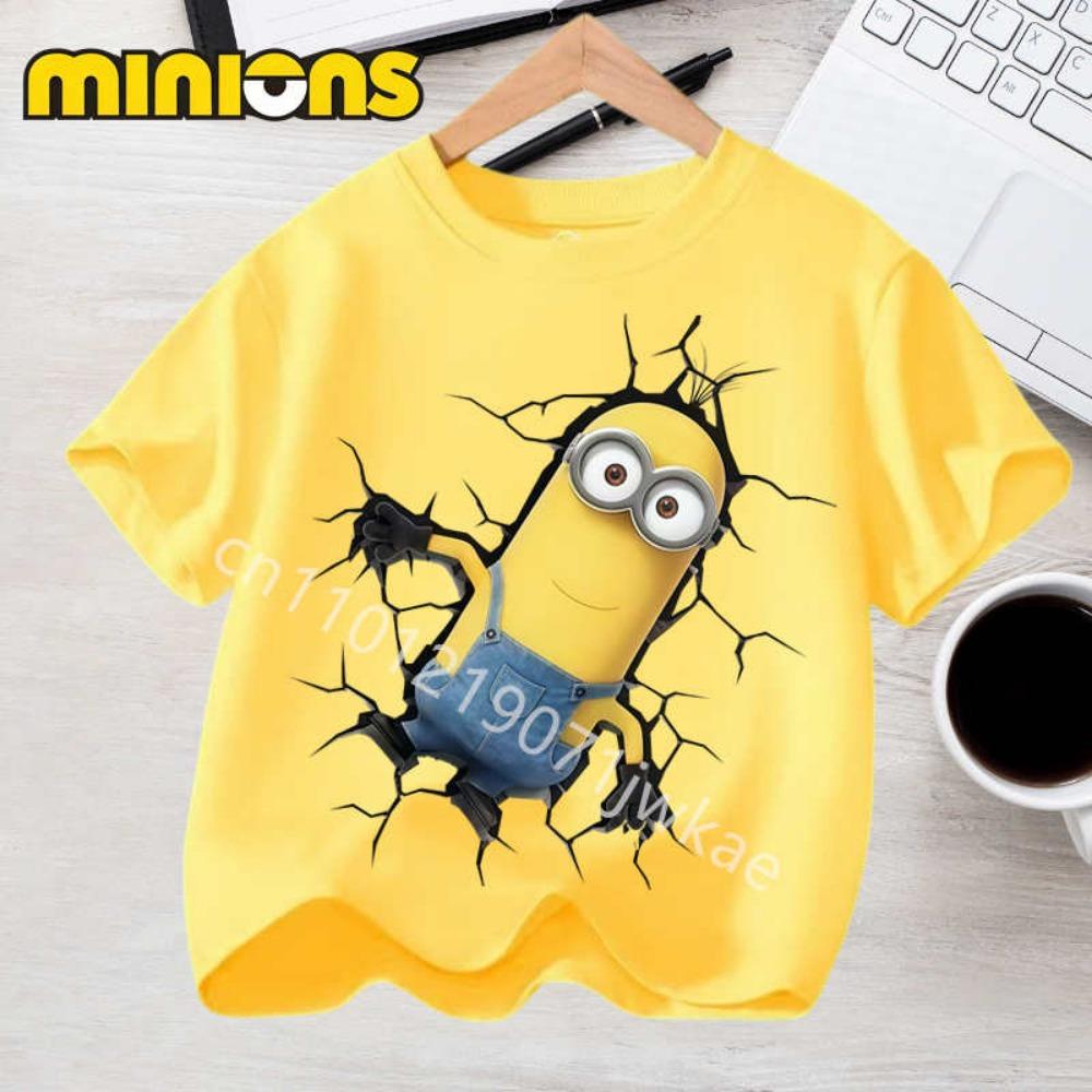 Anime Minions T-shirts for Children Kawaii Cartoon Graphic T Shirts Girls Casual Short Sleeves Tops Summer Baby Boys Clothing