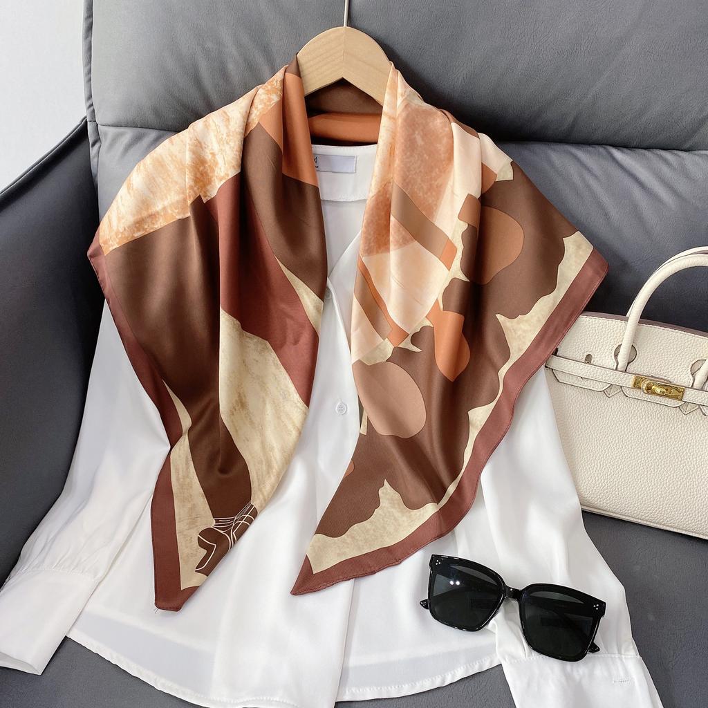 90CM Four Seasons Square Large Square Scarf Luxury Decorative Shirt Professional Headscarf Hairband Sunscreen Headscarf