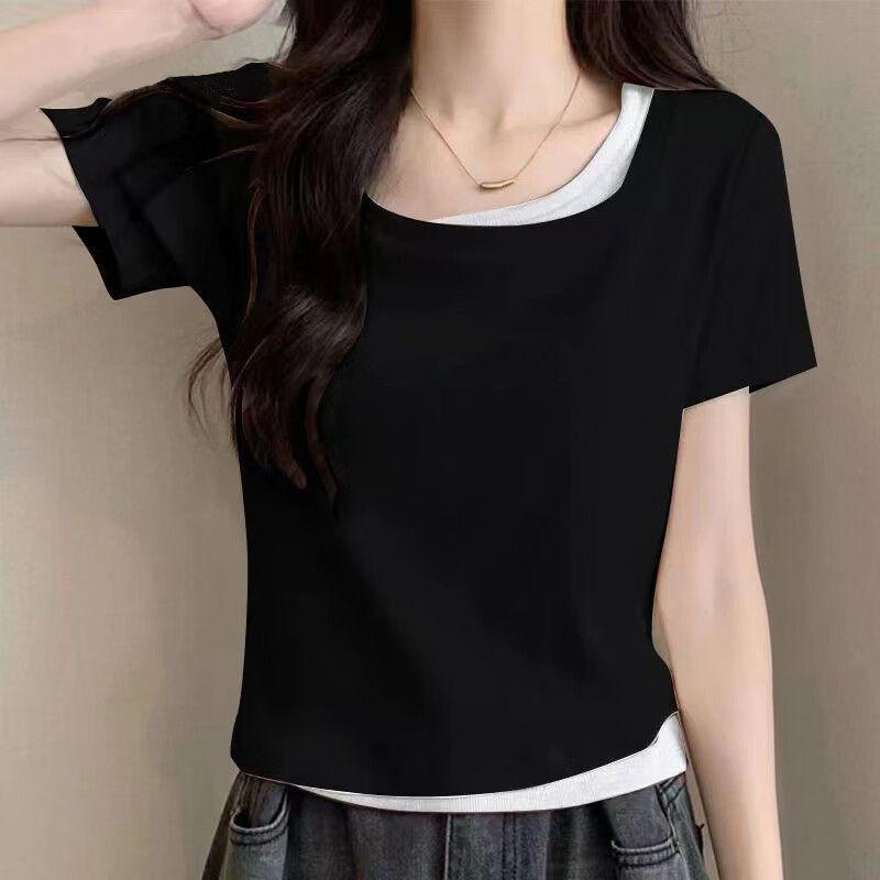 2025 New Stylish Short Sleeve Cotton Two-Piece T-shirt - Summer Versatile Design