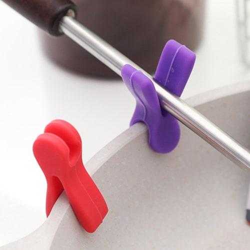 Spoon Pot Pan Holder, Silicone Pot Clip - Rabbit Shape Kitchen Spatula Holder - 3X Countertop Spatula Holders, Cooking Spoon Holders, Utensil Rest for