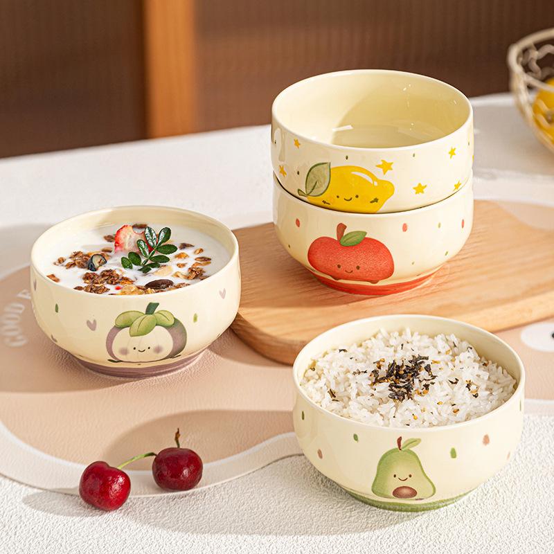 Cute Fruit Series High Value Underglaze Color Ceramic Bowl Household Yogurt Bowl Gift Bowl Ceramic Tableware