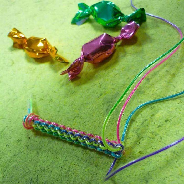 Scoubidous - Phthalate-free - 12 Glittery Threads - Pink - For Children