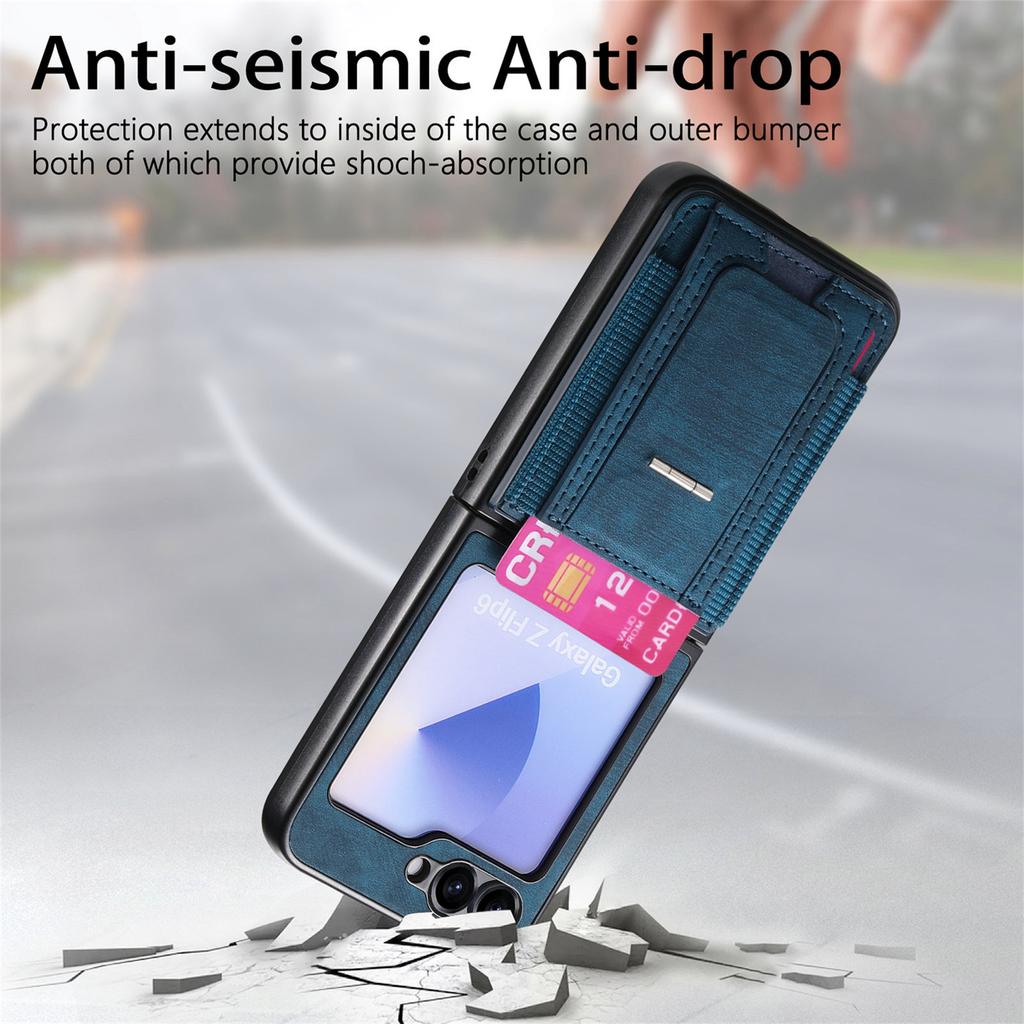 For Samsung Galaxy Z Flip7 FE 5G/Z Flip6 5G Case Kickstand Retro Leather Back Cover with Card Holder