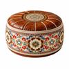 Round Shape Storage Ottoman PU Leather Round Pouf Cover New Floor Seat Cushion  Home Use