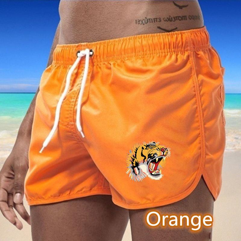 2025 Summer New Men's Quick-Drying Swim Trunks Sports Pants Swimwear Beach Shorts Jogging Shorts Tiger Print