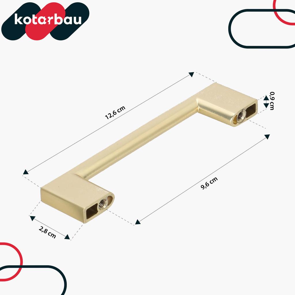 KOTARBAU® Kitchen Furniture Handle Classic Modern Oblong Long Matte Gold 126 MM Spacing 96 MM Set of 10