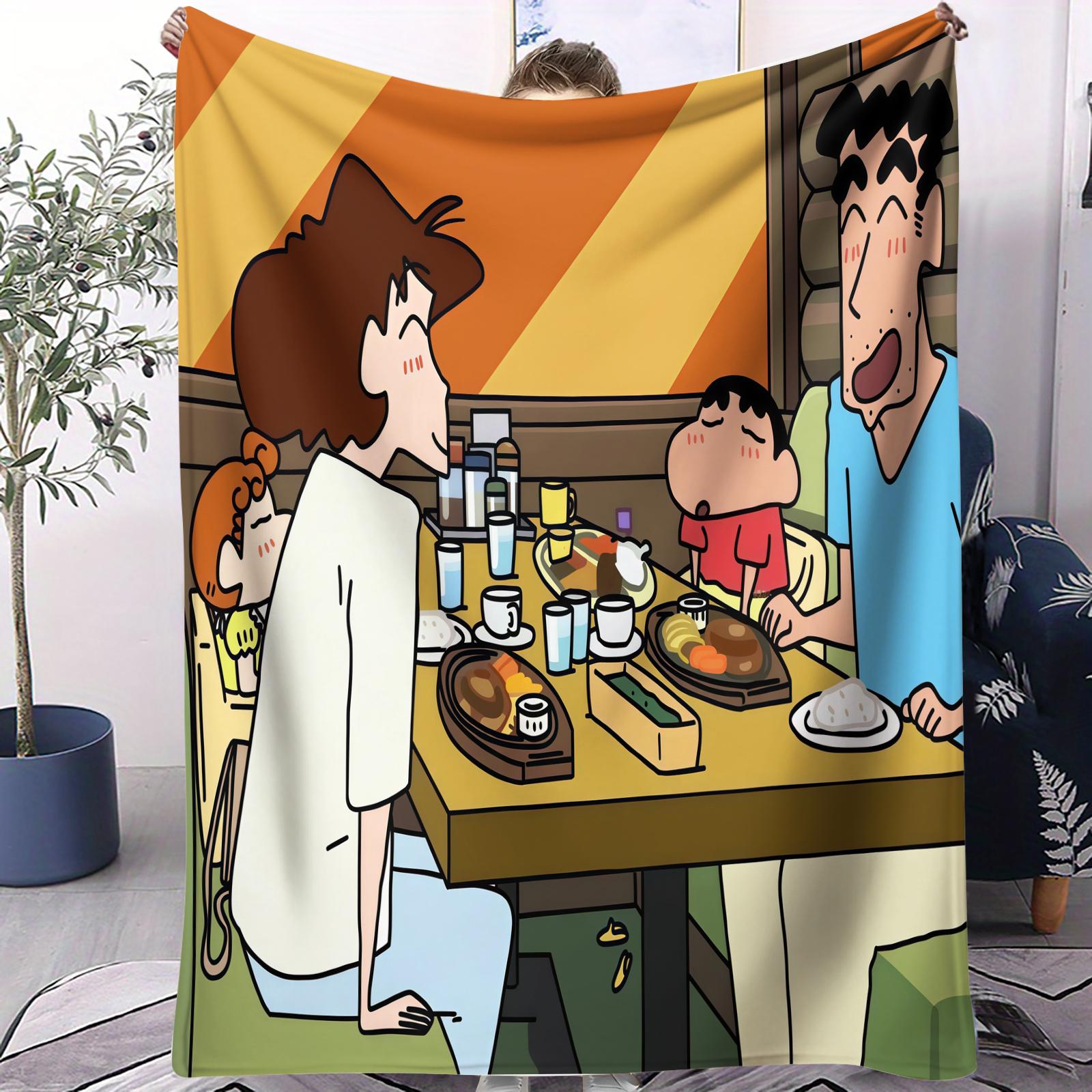 

Japanese Cartoon Crayon Shinchan Small Cover Blanket Soft Comfortable All Season Skin Friendly Dorm Sofa Office Car Camping Gift 70x100cm