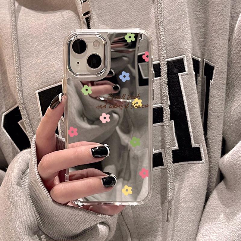 Color Flower Mirror for iPhone17promax Mirror Phone Case 16 Large Hole 14/13 Apple 15