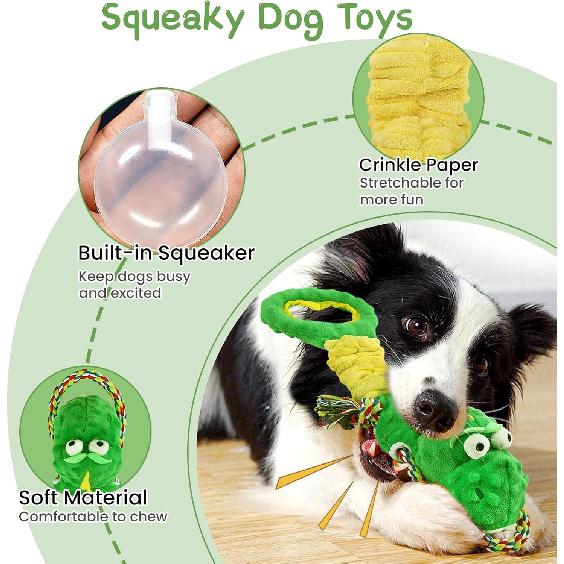 Tough Dog Toys for Aggressive Chewers, Interactive Tug of War Dog Toy to Keep Them Busy, Dog's Squeak Toys for Large Dogs, Dogs Chew Toy for Teething