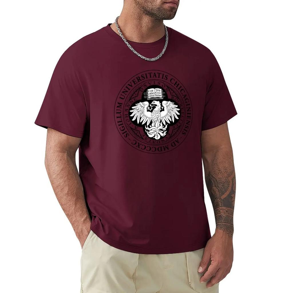 University of Chicago T-shirt anime clothes Short sleeve tee blacks oversizeds designer t shirt men