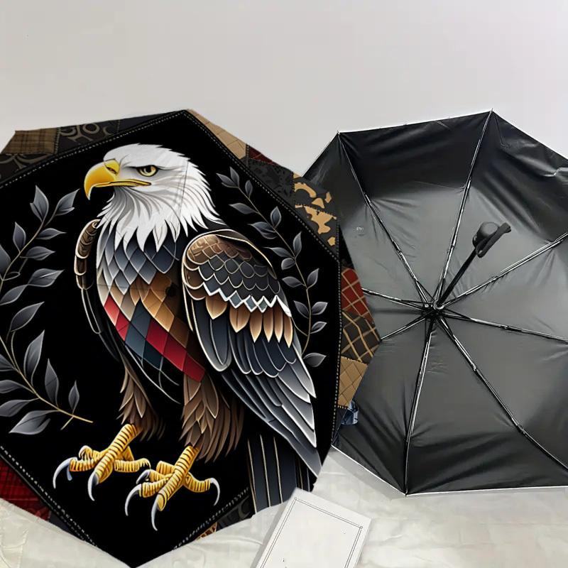 1PC Eagle Leaf Automatic Open/Close Umbrella with Windproof, 8-Rib Sturdy Canopy, Durable Ribs, Fashionable Design, Outdoor Accessory, Fun Prin, Holid