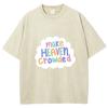 Cute Colorful Clouds Letter Print Women's Washed T-Shirt Cotton Oversized Loose Unisex Short Sleeve Fashion Simple Top