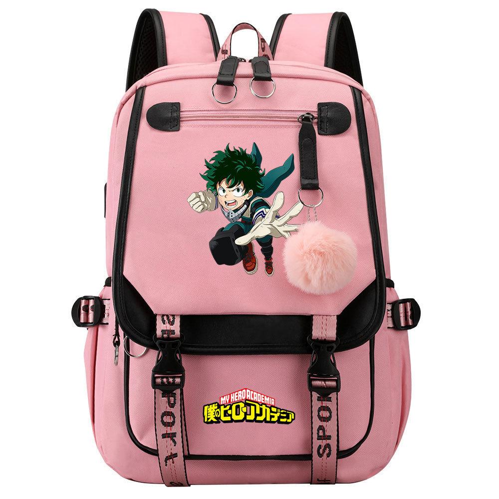 Day Man My Hero Academy USB Teen Student School Bag Men's and Women's Casual Webbing Flip Backpack