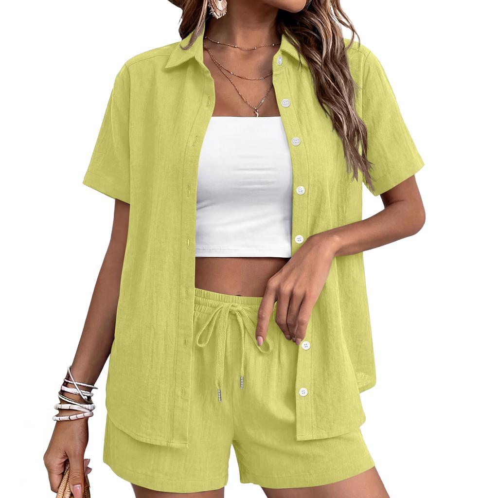 Women's Casual Fashion Short-Sleeve Set With Pockets