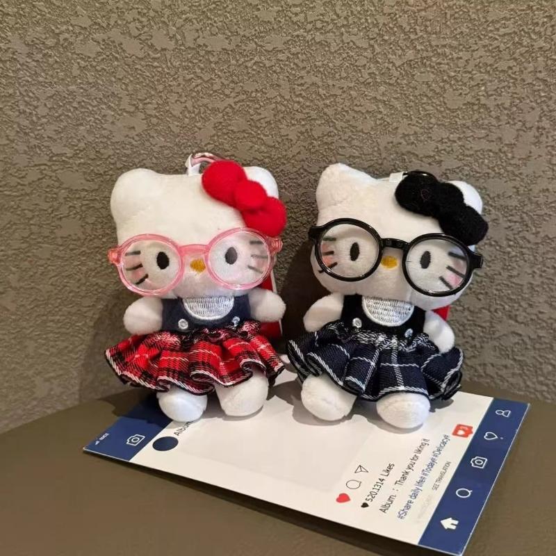 Summer Cat Plush Keychain Cartoon Kt Cat Stuffed Doll Keyring Lovely Bag Pendant Bag Hanging Decoration Gift