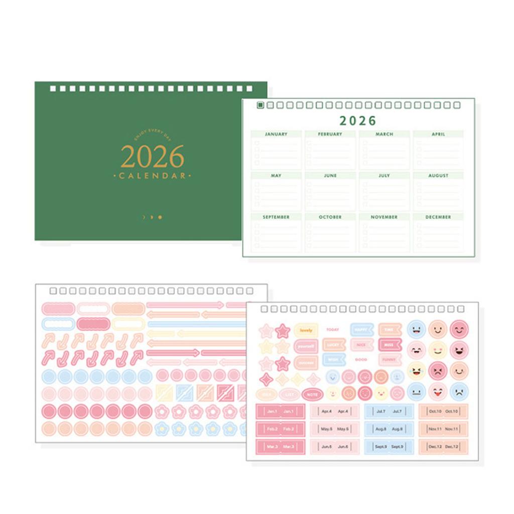 2026 Desk Calendar Twin-Coil Binding Tabletop Calendar 16 Month Runs from Sep 2025 To Dec 2026 For Daily Scheduling