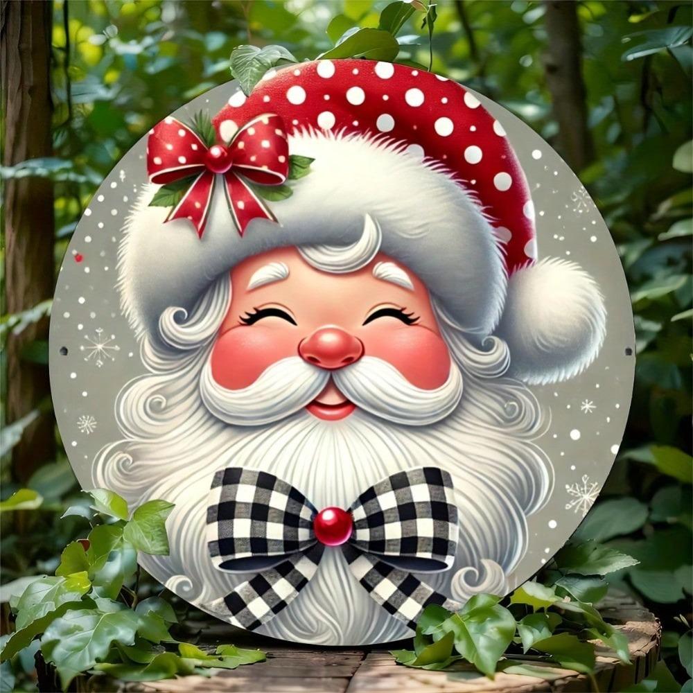 Santa Claus Christmas Metal Wall Art Vintage Iron Sign Indoor Outdoor Holiday Decor
