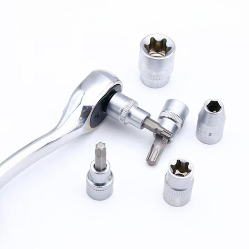 34pcs for Bit Socket and E-Torx Star Socket Set 1/4" 3/8" Drive Male Female E-torx Security Bits Handheld Tool Auto Repair Tool