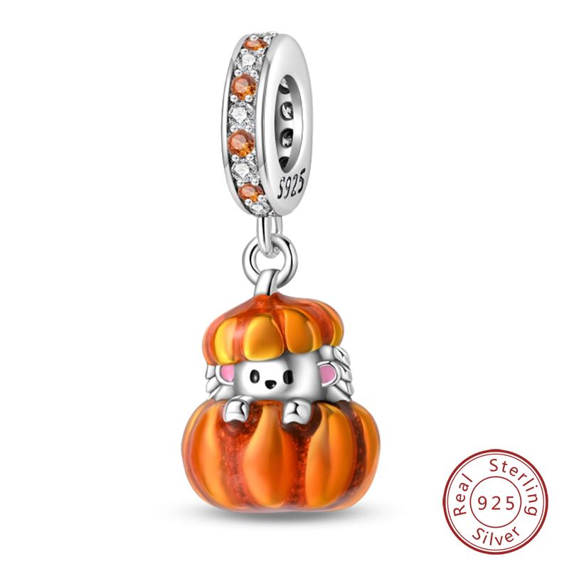 100% Copper Autumn Harvest Series Brown Music Squirrel Scarecrow Pumpkin Maple Leaves Charms Beads Diy Jewelry Gift