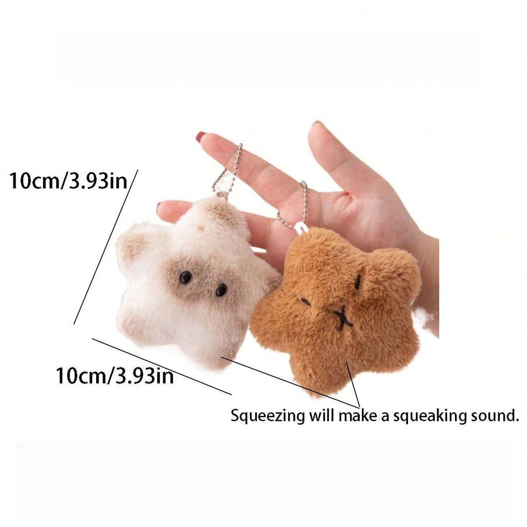 2pcs Collection Push plus Squeak Star Plushie Adorable Fidget Stress Relief Toy Cute Keychain Attachment designed for Girls