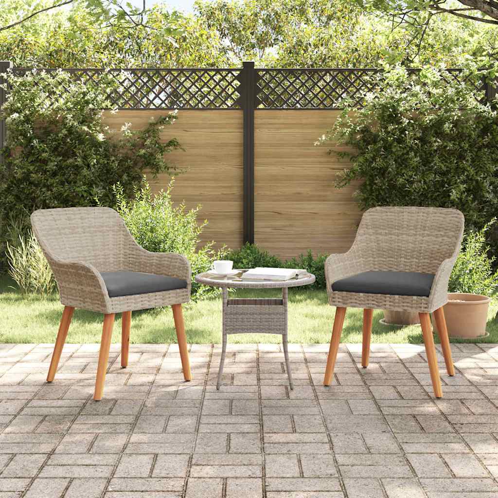 Garden Chair 2 Pcs Light Grey 62.5 X 55 X 82 Cm Poly Rattan