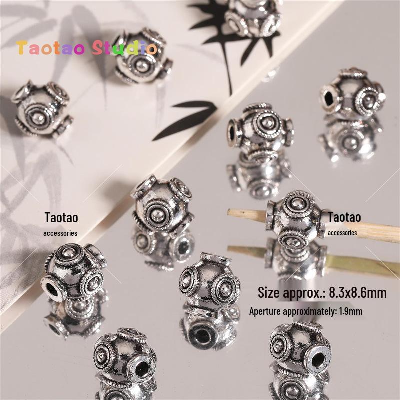 Tibetan Antique Silver Flower Spacer Beads Pendant for DIY Jewelry