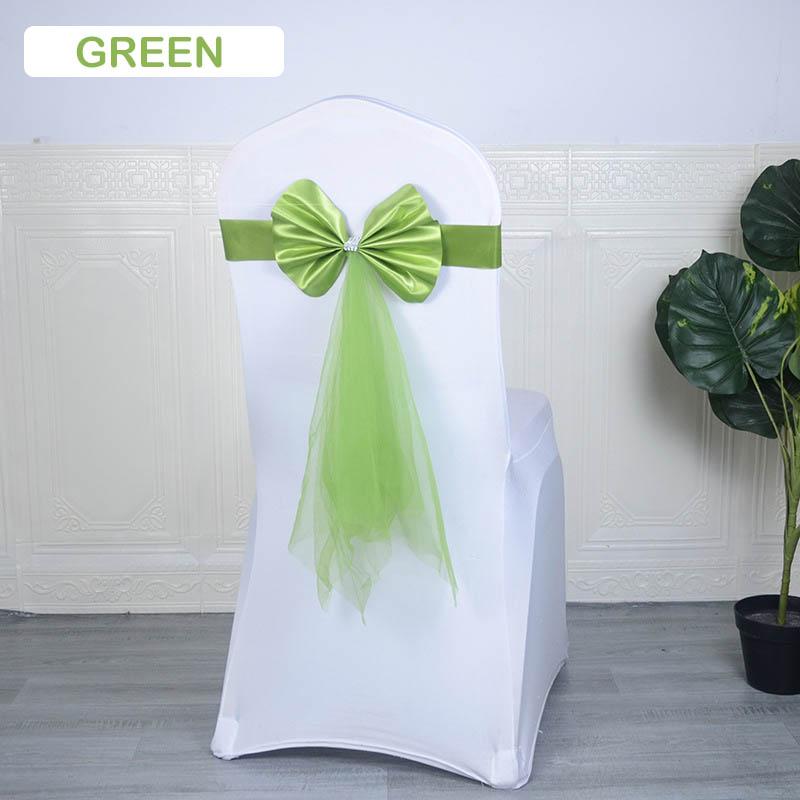 30/20/10PCS Chair Sashes Stretch Spandex Chair Bow Knot Bands With Butterfly Organza Ribbon Wedding Banquet Fair Meeting Decor
