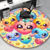 1pc Kawaii Heart Shaped Round Carpet Anime Design Office Chair Mat | Cute Heart Print Rug |  Non Slip Rug | Perfect Gift
