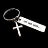 Let God Lead Cross Stainless Steel Keychain Religious Inspirational Design Fashion Bag Pendant Practical Daily Gift