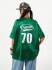 Summer Pink Retro Patchwork Jersey T-shirt, Sports Breathable Short Sleeve Crew Neck Women's T-shirt