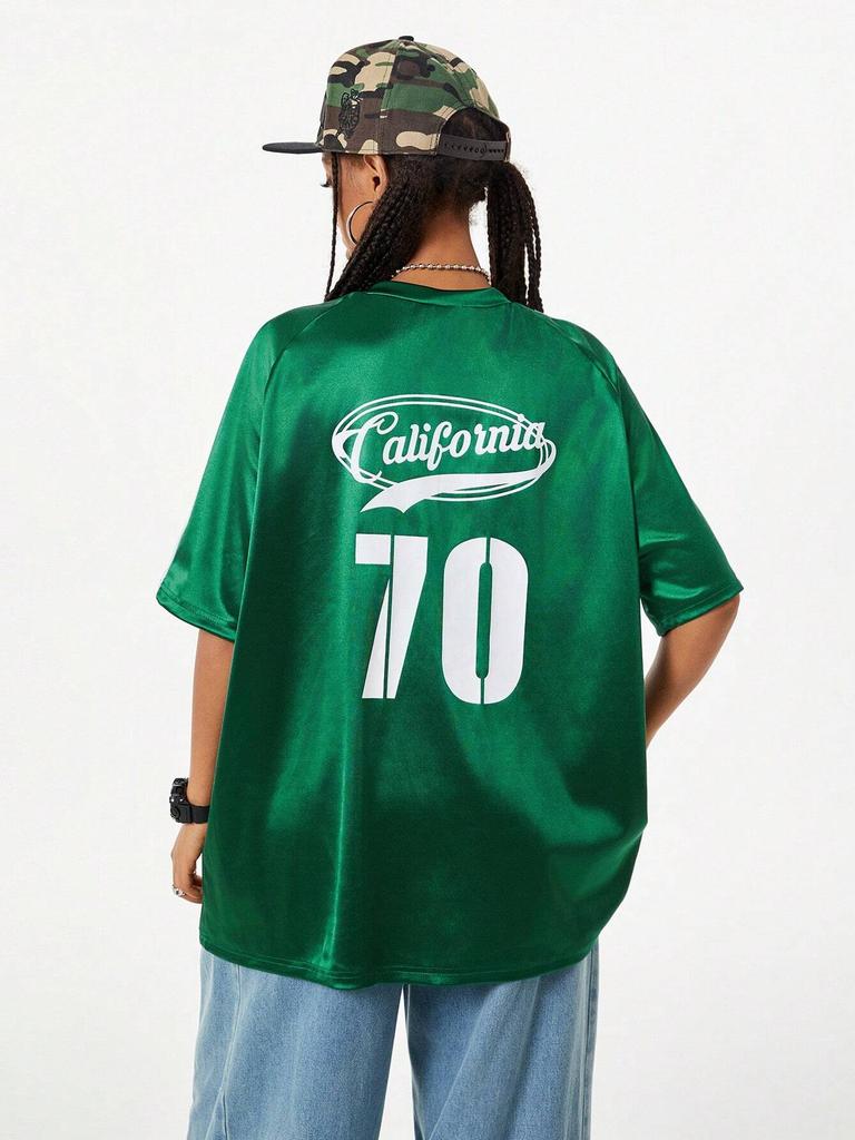 Summer Pink Retro Patchwork Jersey T-shirt, Sports Breathable Short Sleeve Crew Neck Women's T-shirt